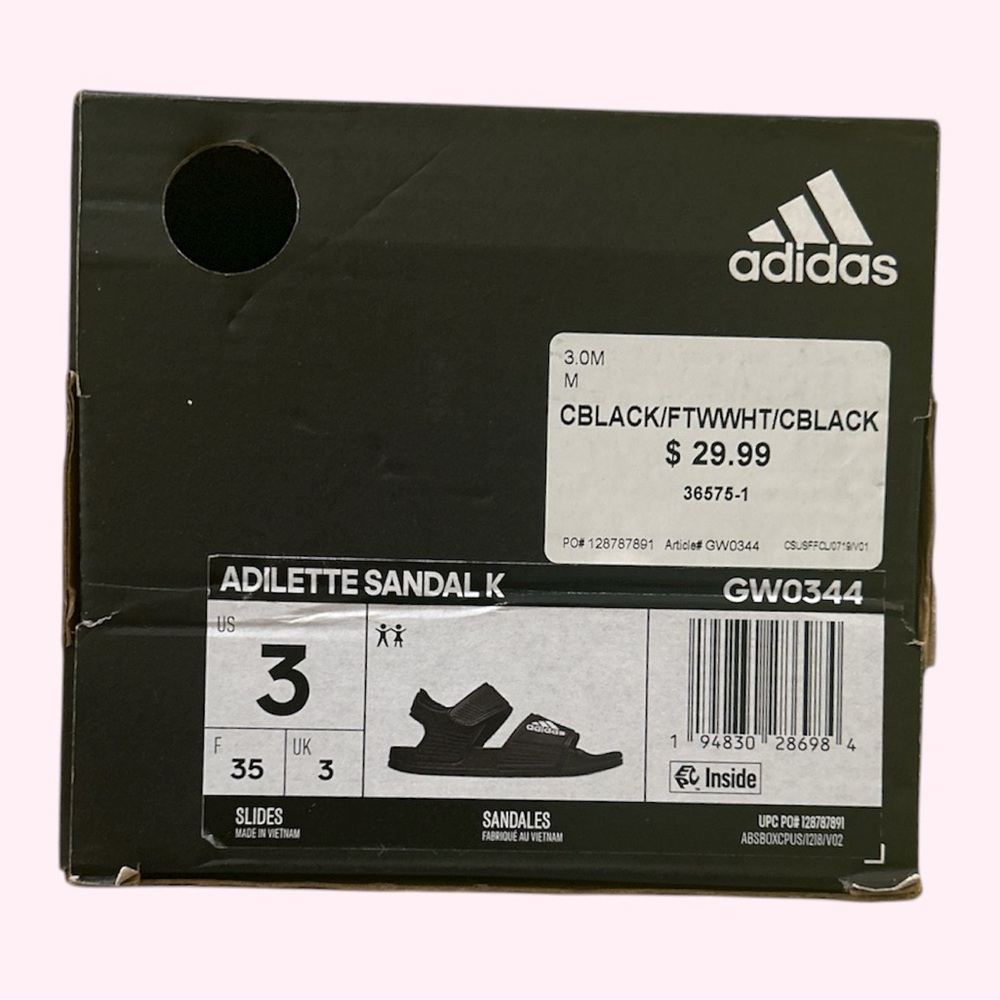Adidas Kids Black Slide Sandals - Picture 4 of 4